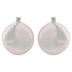 Yvel Biwa Keshi Pearl and 0.06 ct. Diamond Stud Earrings in 18K White Gold