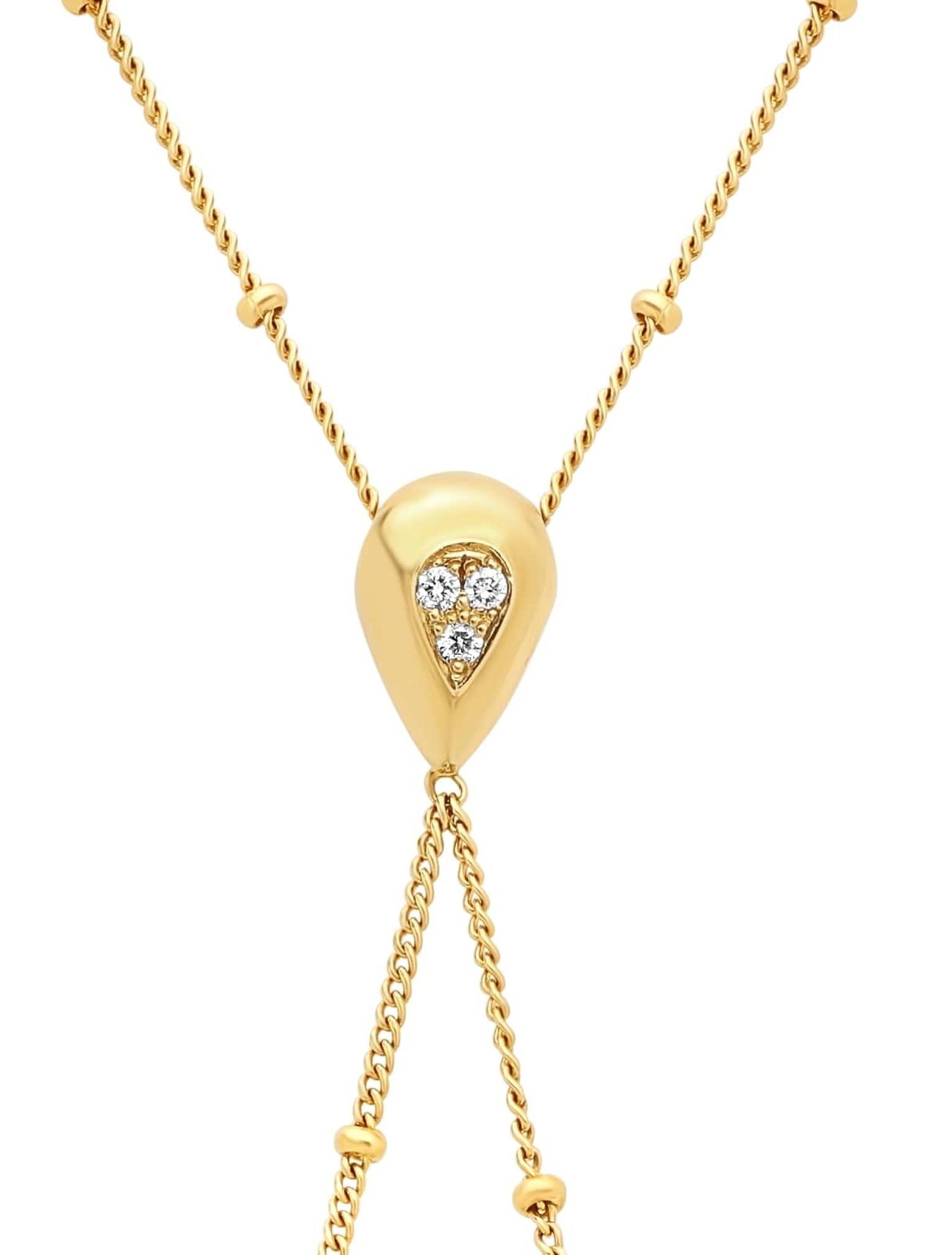 Pear Cut Yvel Biwa Pear Shaped Freshwater Pearl Lariat Necklace in 18K Yellow Gold For Sale