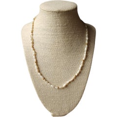 Biwa Pearl 14k Yellow Gold Strand Bead Necklace, Late 20th Century