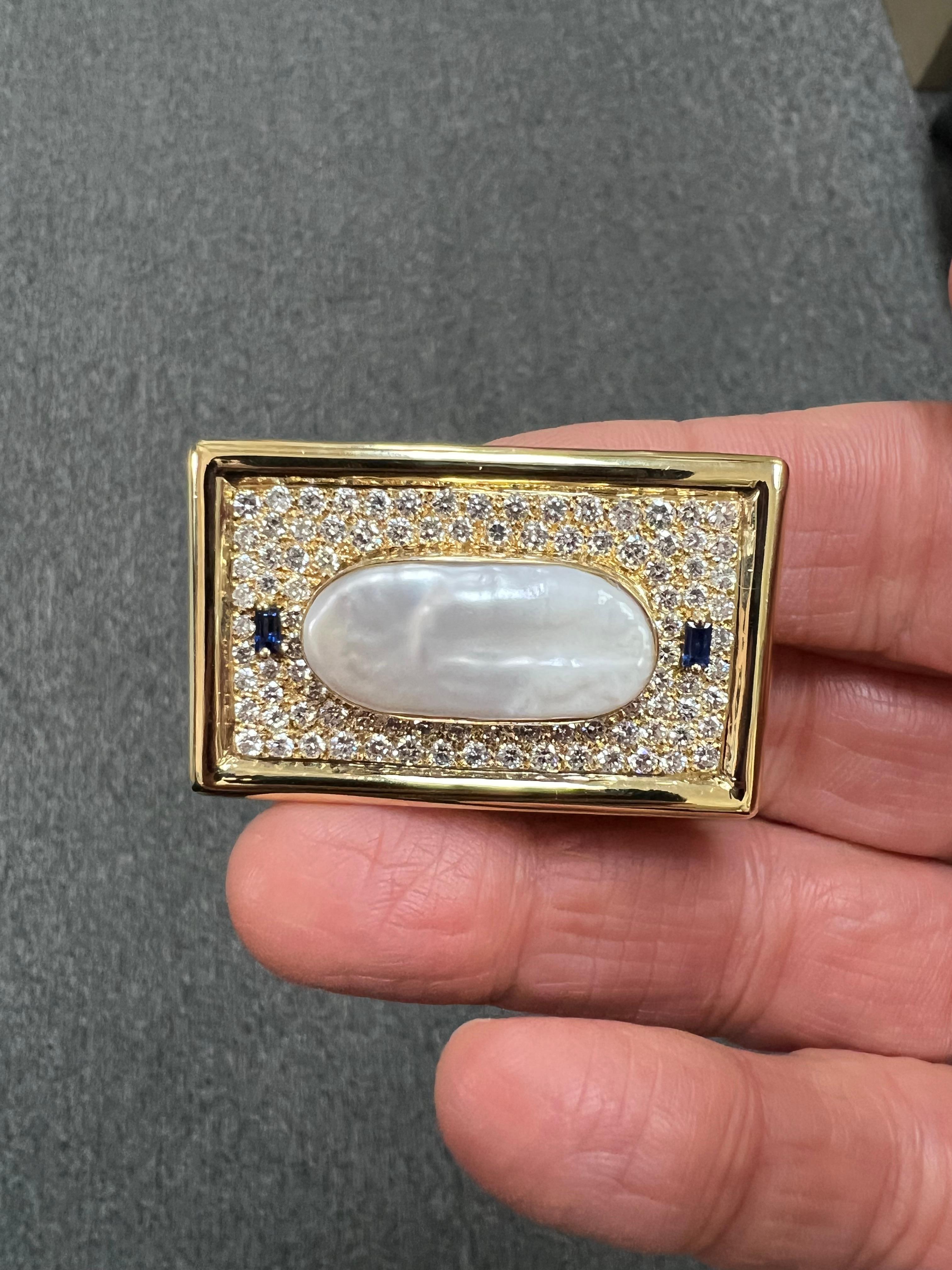 Biwa Pearl Diamond Yellow Gold Pendant Necklace In Good Condition For Sale In Los Angeles, CA