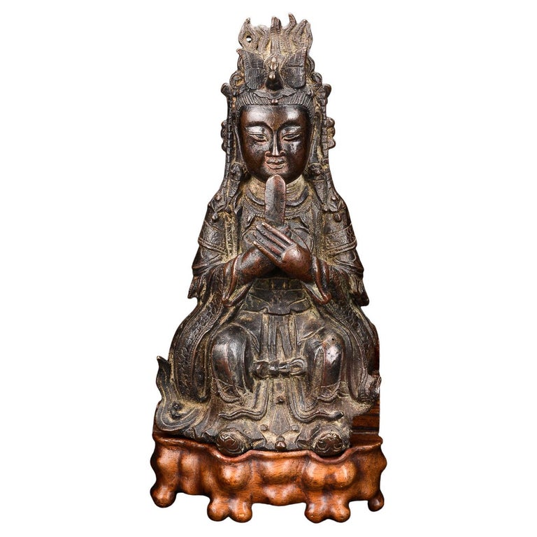 Bixia Yuanjun Figure of Bronze Dated Ming Dynasty, 1368-1644 For Sale