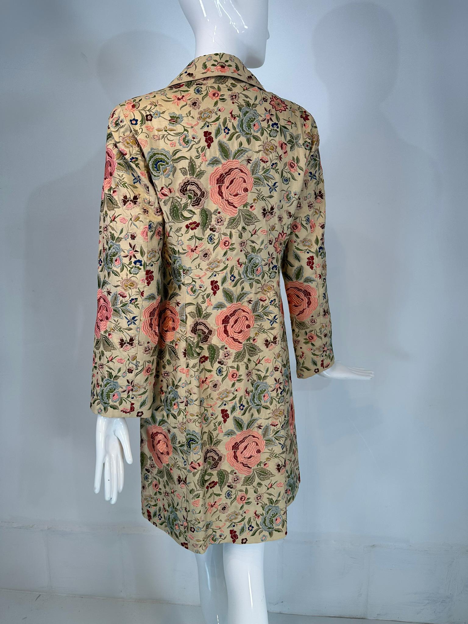 Biya Heavily Embroidered Off White Silk Coat 5
