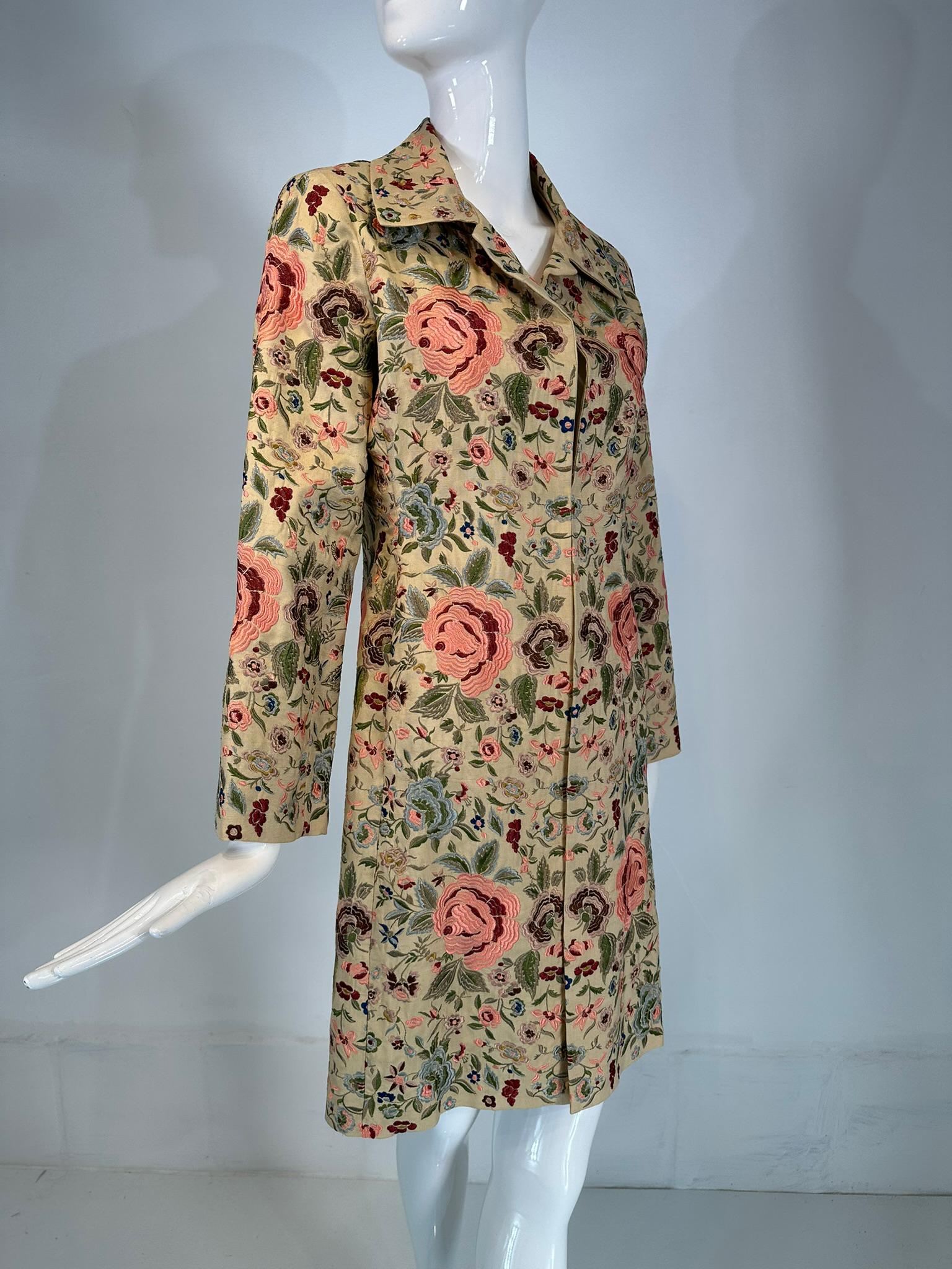 Brown Biya Heavily Embroidered Off White Silk Coat