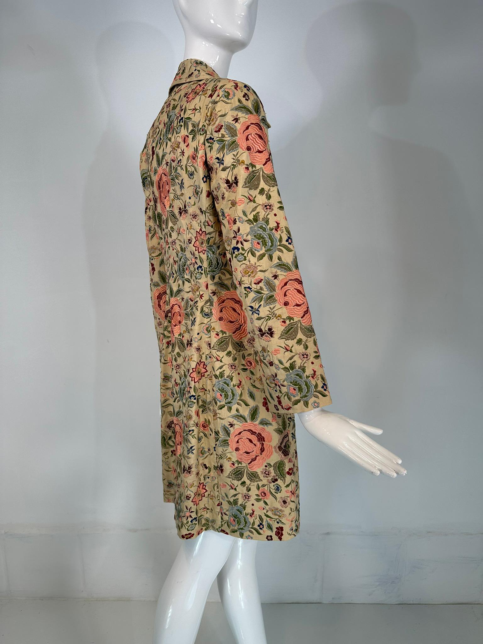 Biya Heavily Embroidered Off White Silk Coat 2
