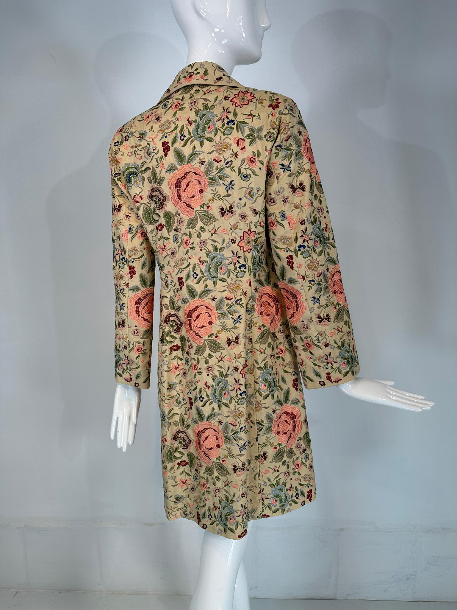 Biya Heavily Embroidered Off White Silk Coat 3
