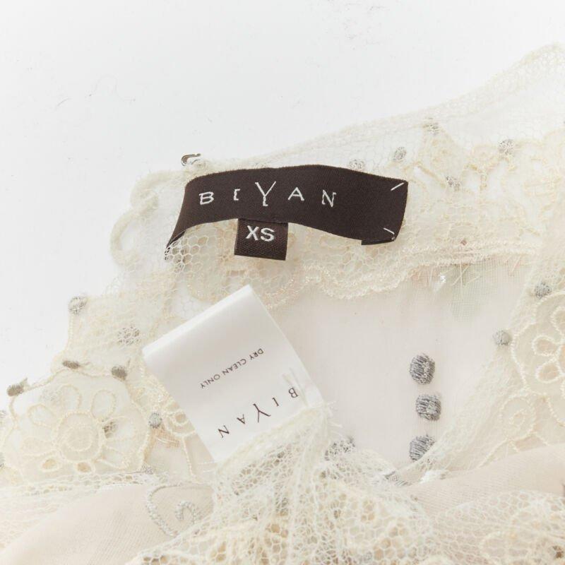 BIYAN beige 3D intricate lace bead crystal embellished cape top  XS 4