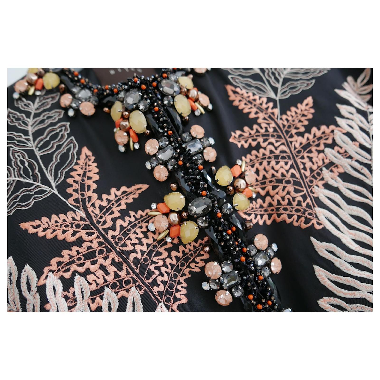 Black Biyan Katrina Embellished & Embroidered Taffeta Jacket For Sale