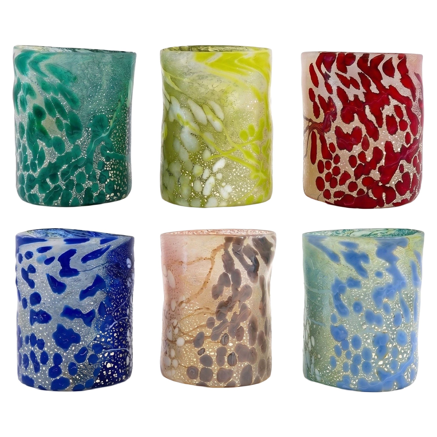 Bizantini. Murano Glass Tumblers – Alba Eclectic Set - Maestro Collection