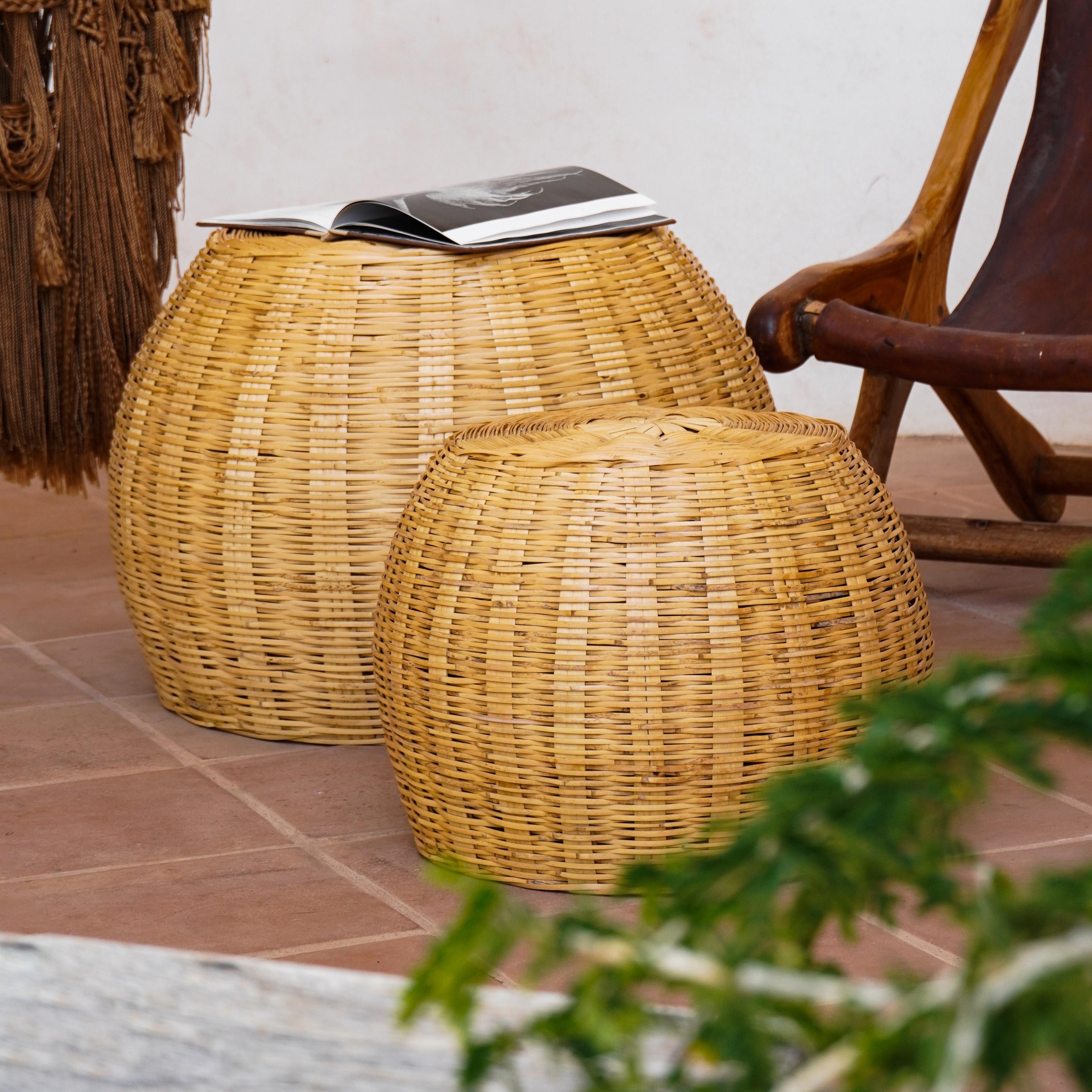 Our Biznaga stools designed and produced in Mexico by Oax-i-fornia, are a genius use of material to provide support without the need for an additional metal structure. Lightweight and sturdy, they are able to comfortably support weight without
