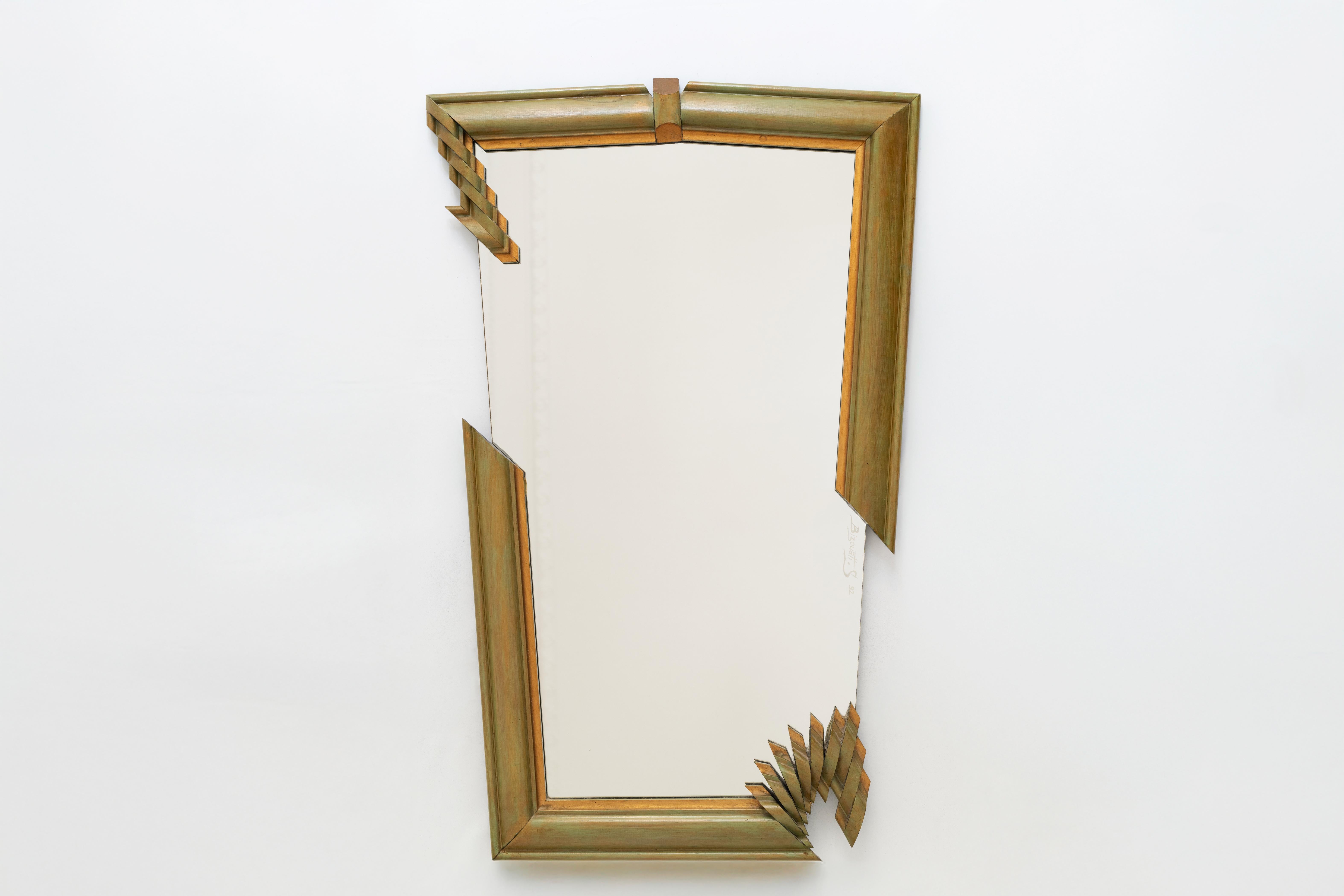 THIS ITEM CAN BE PICKED UP FROM EITHER PARIS OR LONDON AND WE OFFER FREE DELIVERY TO PARIS OR LONDON.

This beautiful piece signed by “Bizouati” and dated 1992 evokes an organic, freeform mirror with irregular edges and unexpected curves. The frame