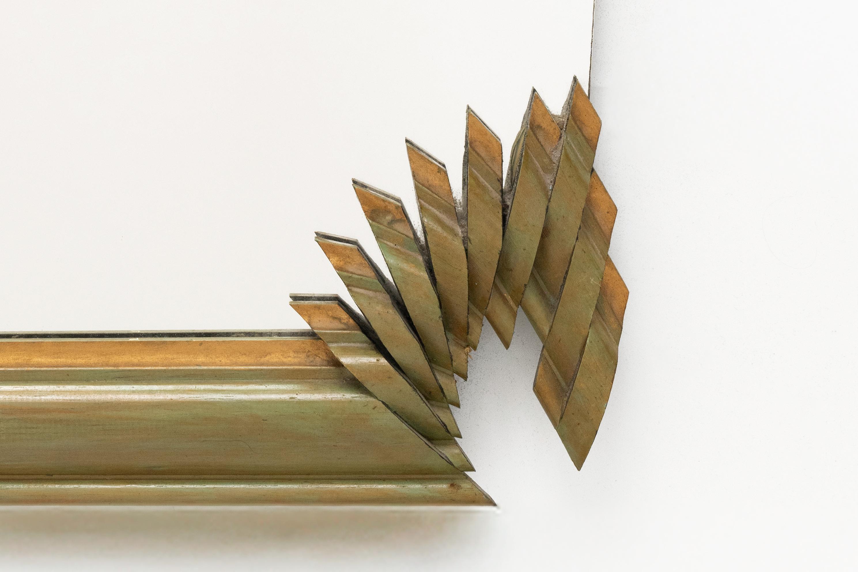 Late 20th Century French 20th Century Hand-Carved Asymmetrical Olive Wood Wall Mirror 1990s For Sale