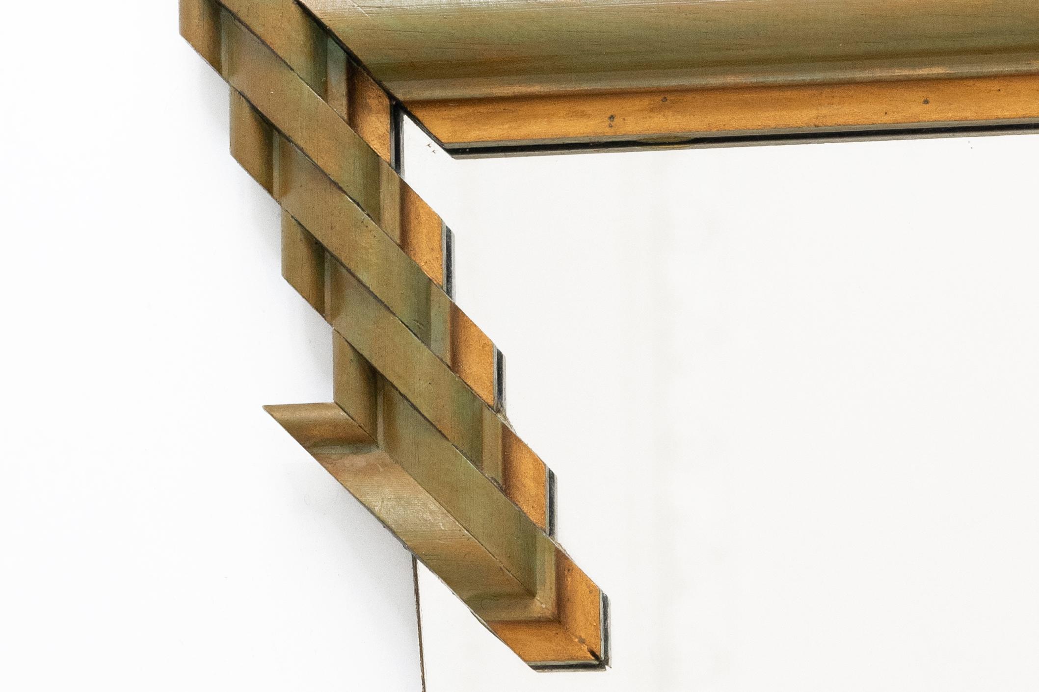 French 20th Century Hand-Carved Asymmetrical Olive Wood Wall Mirror 1990s For Sale 2