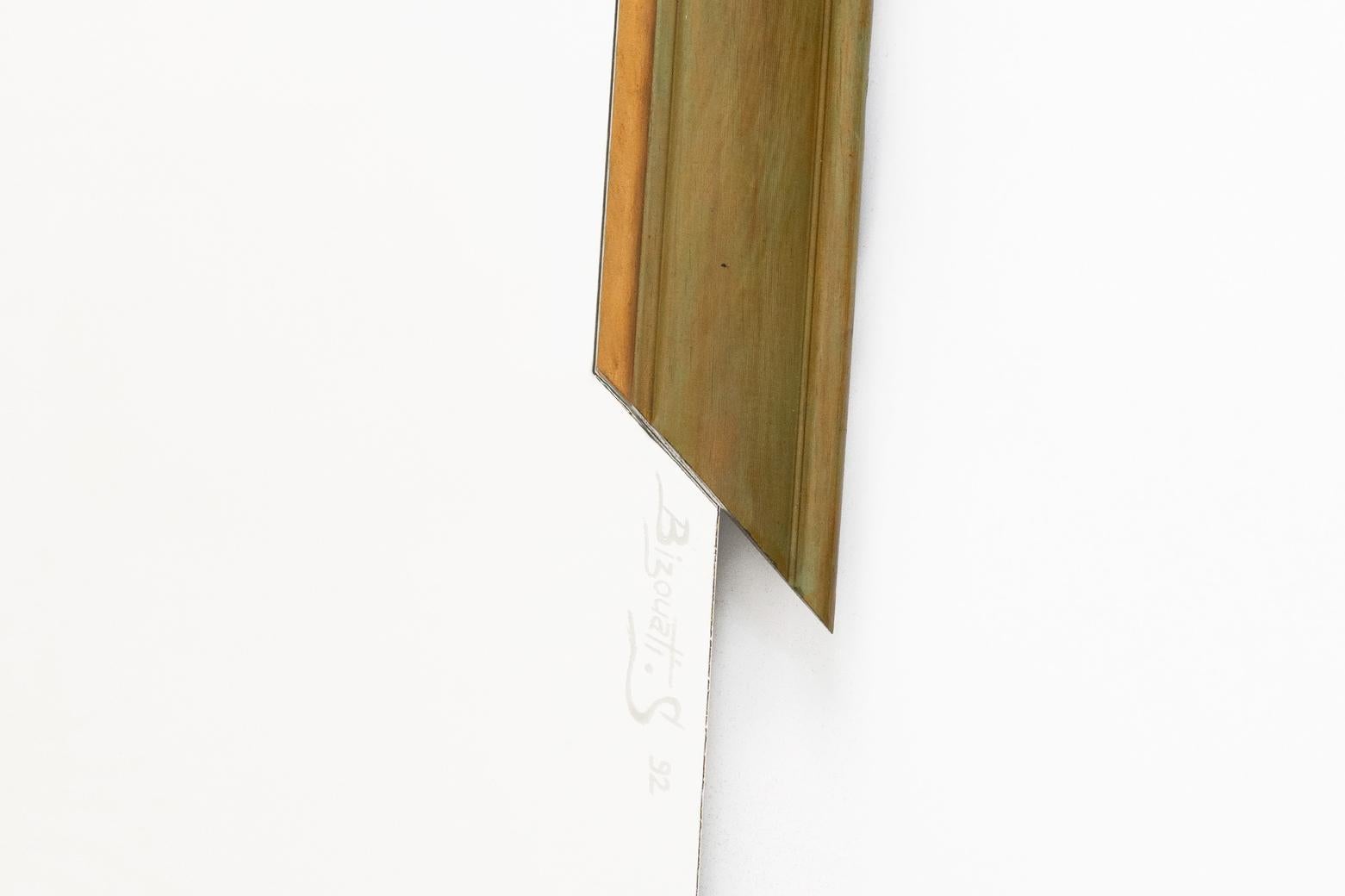 French 20th Century Hand-Carved Asymmetrical Olive Wood Wall Mirror 1990s For Sale 3