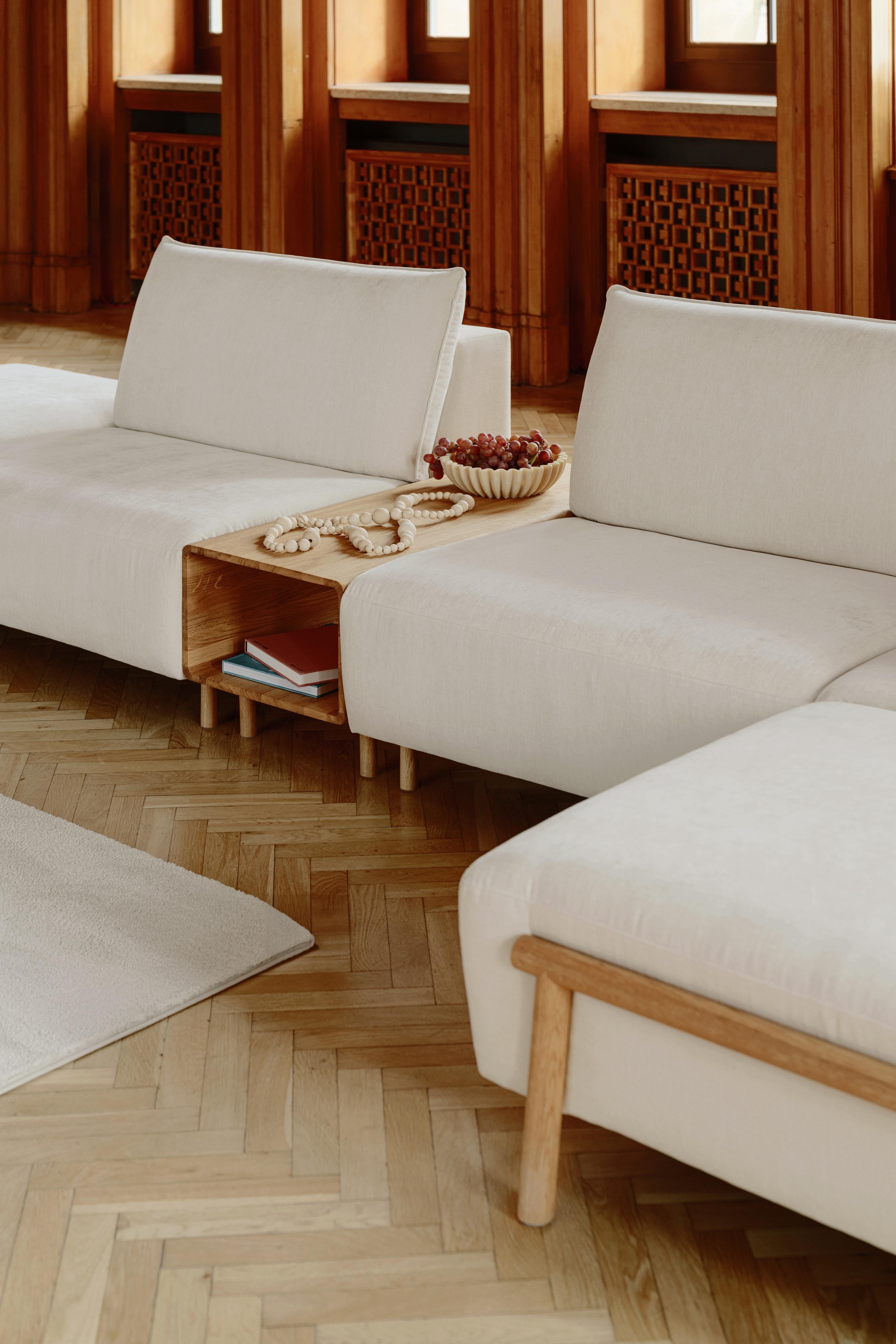 Polonais BIZZARTO ZEN modular sofa with oak wood coffee table en vente