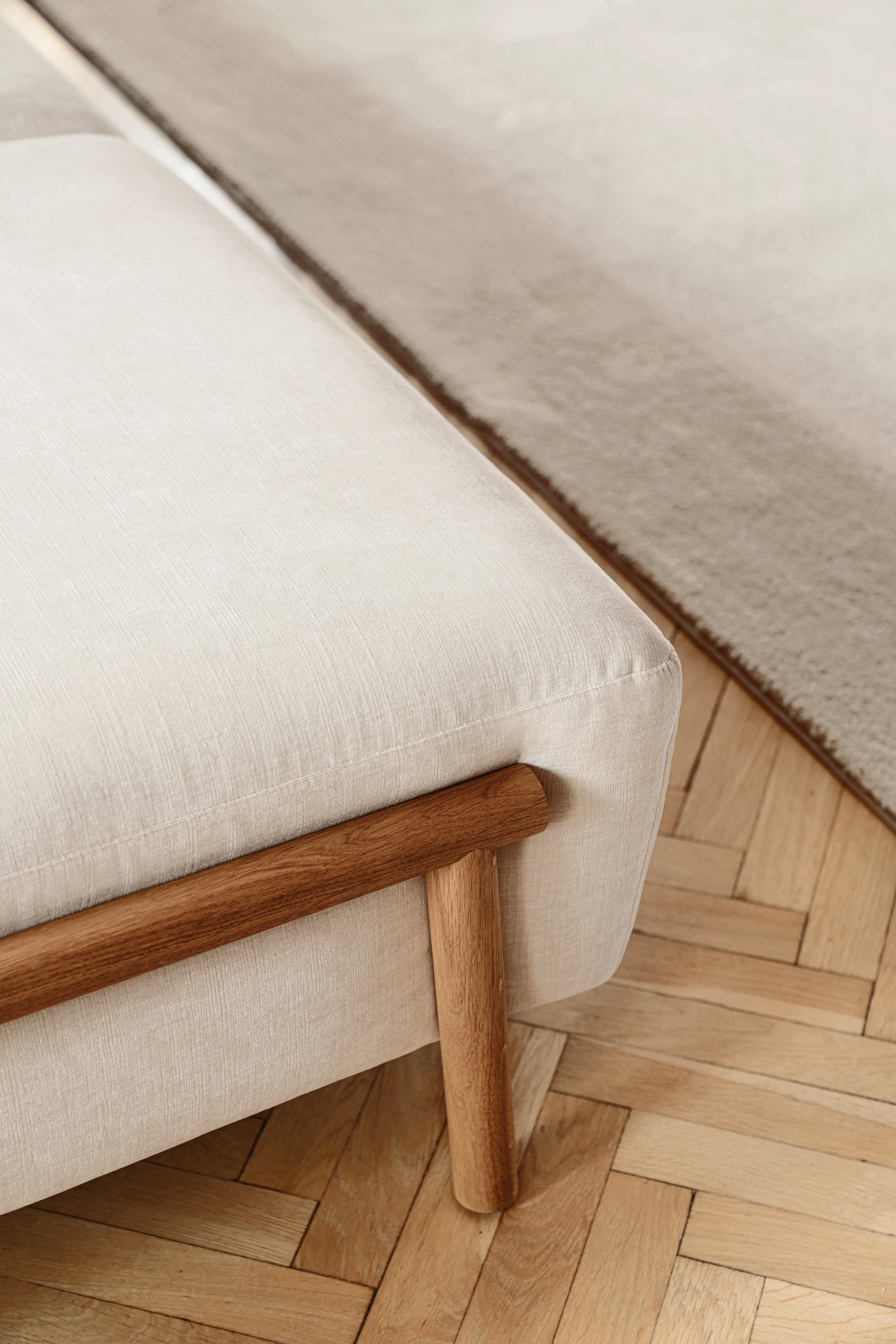 Tissu BIZZARTO ZEN modular sofa with oak wood coffee table en vente