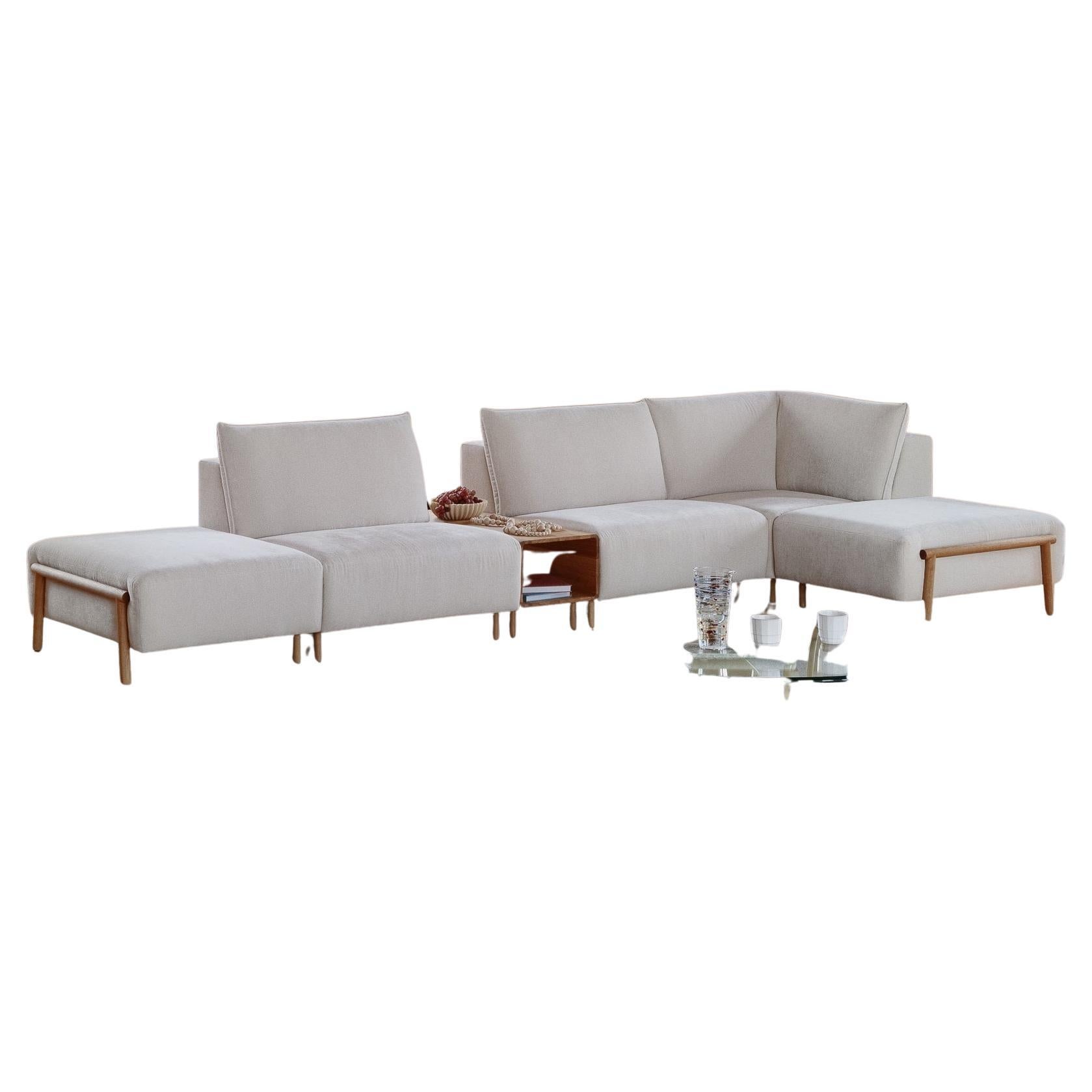 BIZZARTO ZEN modular sofa with oak wood coffee table