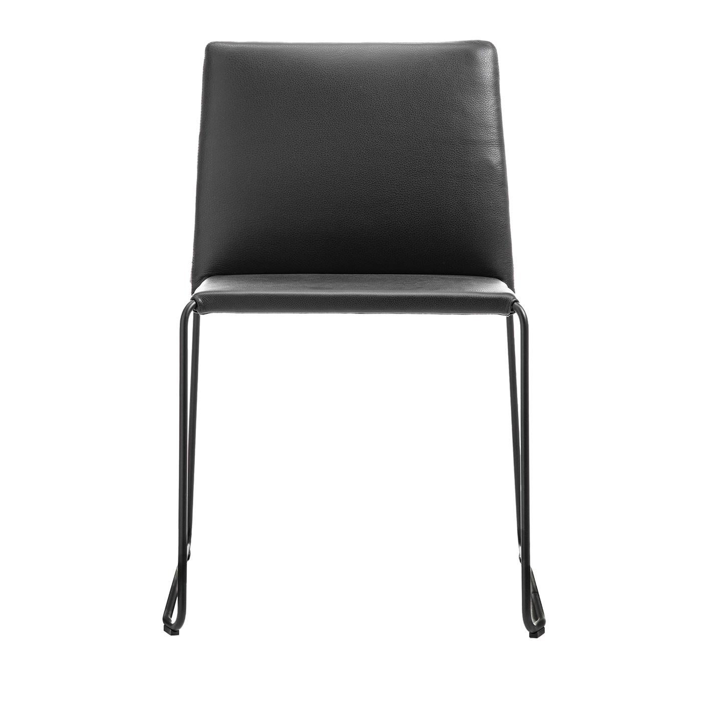 Bizzy Schwarzer Lederstuhl im Angebot 5