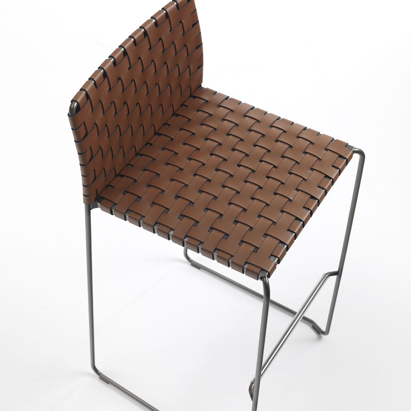 Contemporary Bizzy Brown Woven Bar Stool For Sale