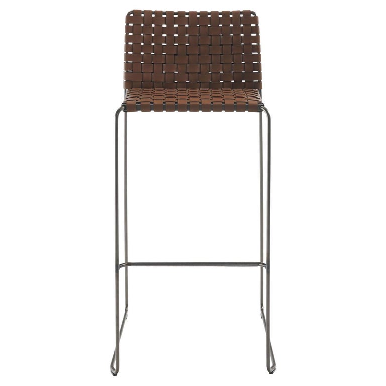 Bizzy Brown Woven Bar Stool For Sale at 1stDibs