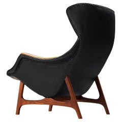 B.J. Hansen Lounge Chair in Teak and Black Upholstery 