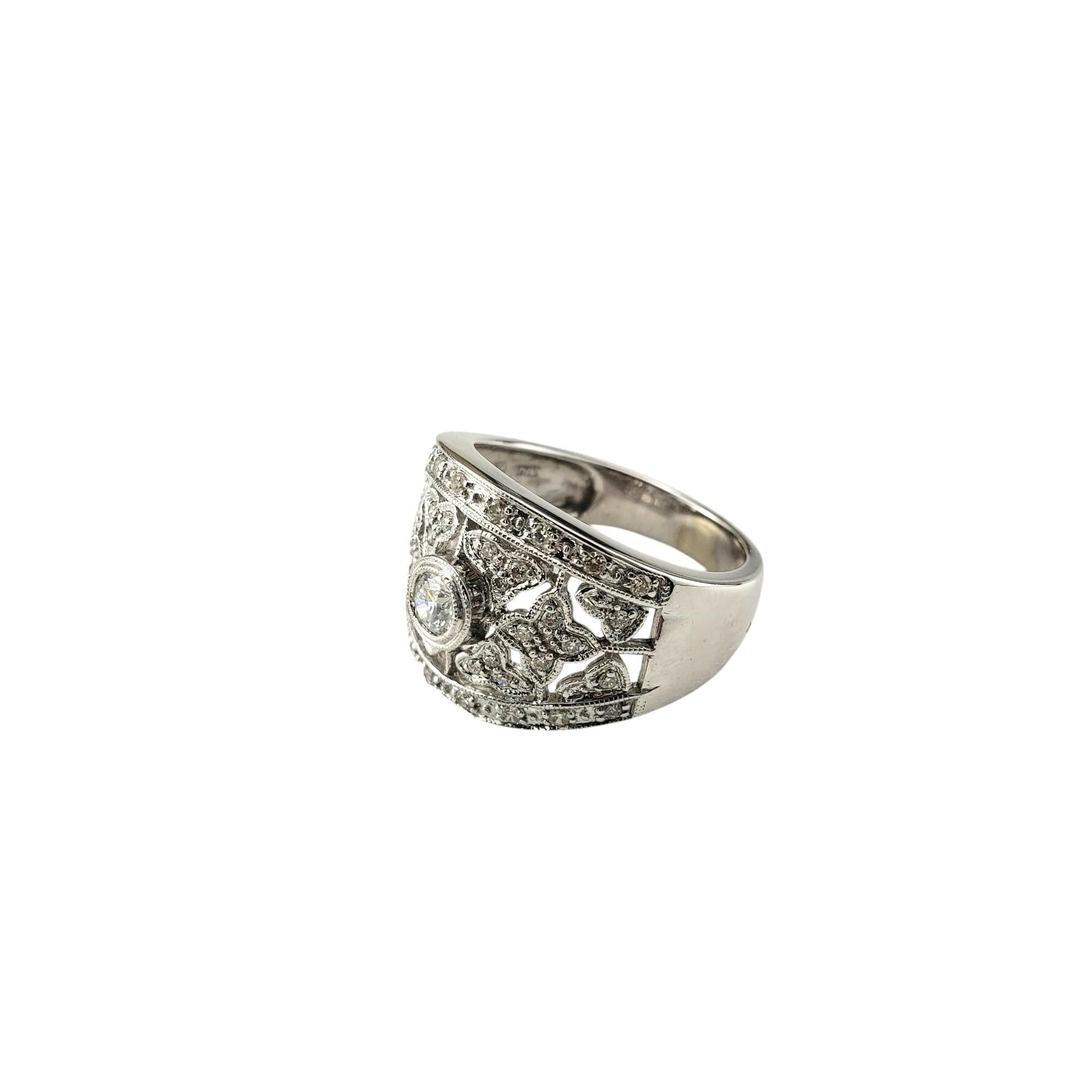 Contemporary BJC 14 Karat White Gold and Diamond Band Ring Size 7.25 #20621 For Sale