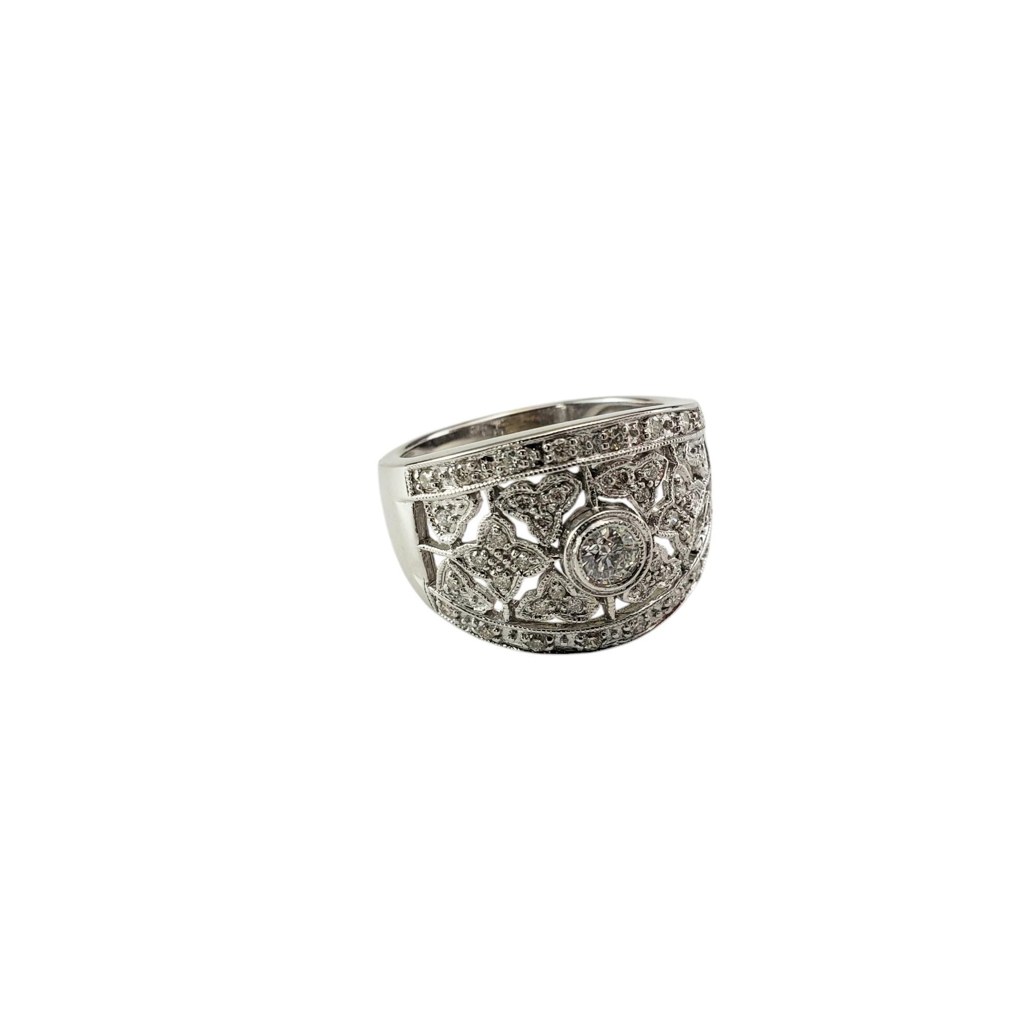 Brilliant Cut BJC 14 Karat White Gold and Diamond Band Ring Size 7.25 #20621 For Sale