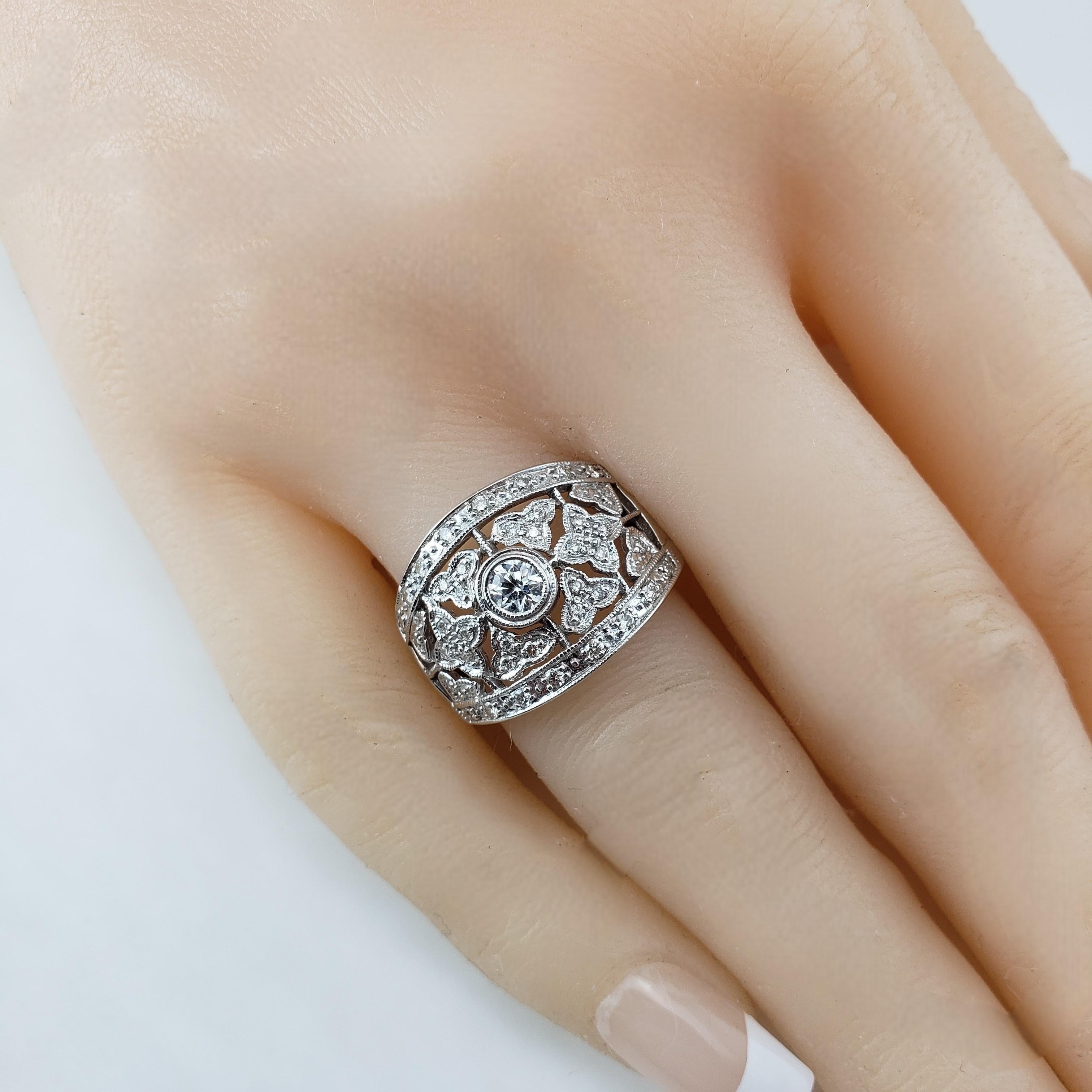 BJC 14 Karat White Gold and Diamond Band Ring Size 7.25 #20621 For Sale 2