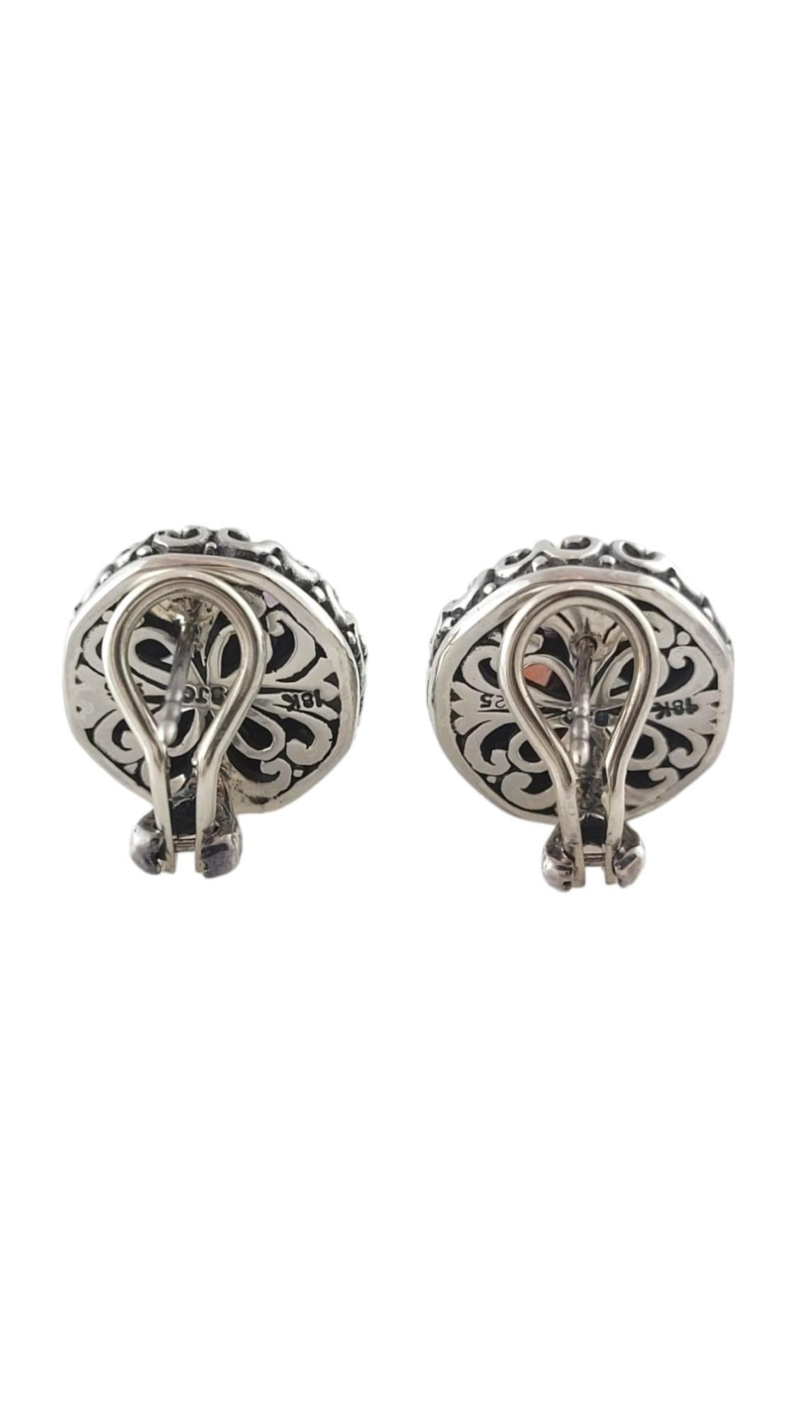 BJC Samuel Benham 18K Gold/Sterling Silver Multi Gemstone Flower Earrings #17905 In Good Condition For Sale In Washington Depot, CT