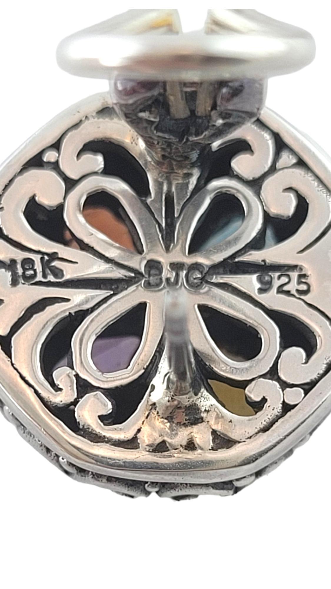 BJC Samuel Benham 18K Gold/Sterling Silver Multi Gemstone Flower Earrings #17905 For Sale 2
