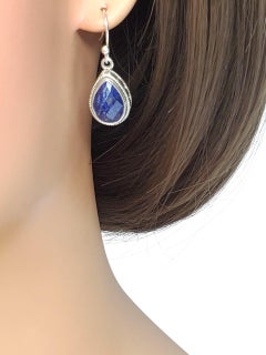 BJC Sterling Silver Blue Quartz Pear Shaped Earrings #23801