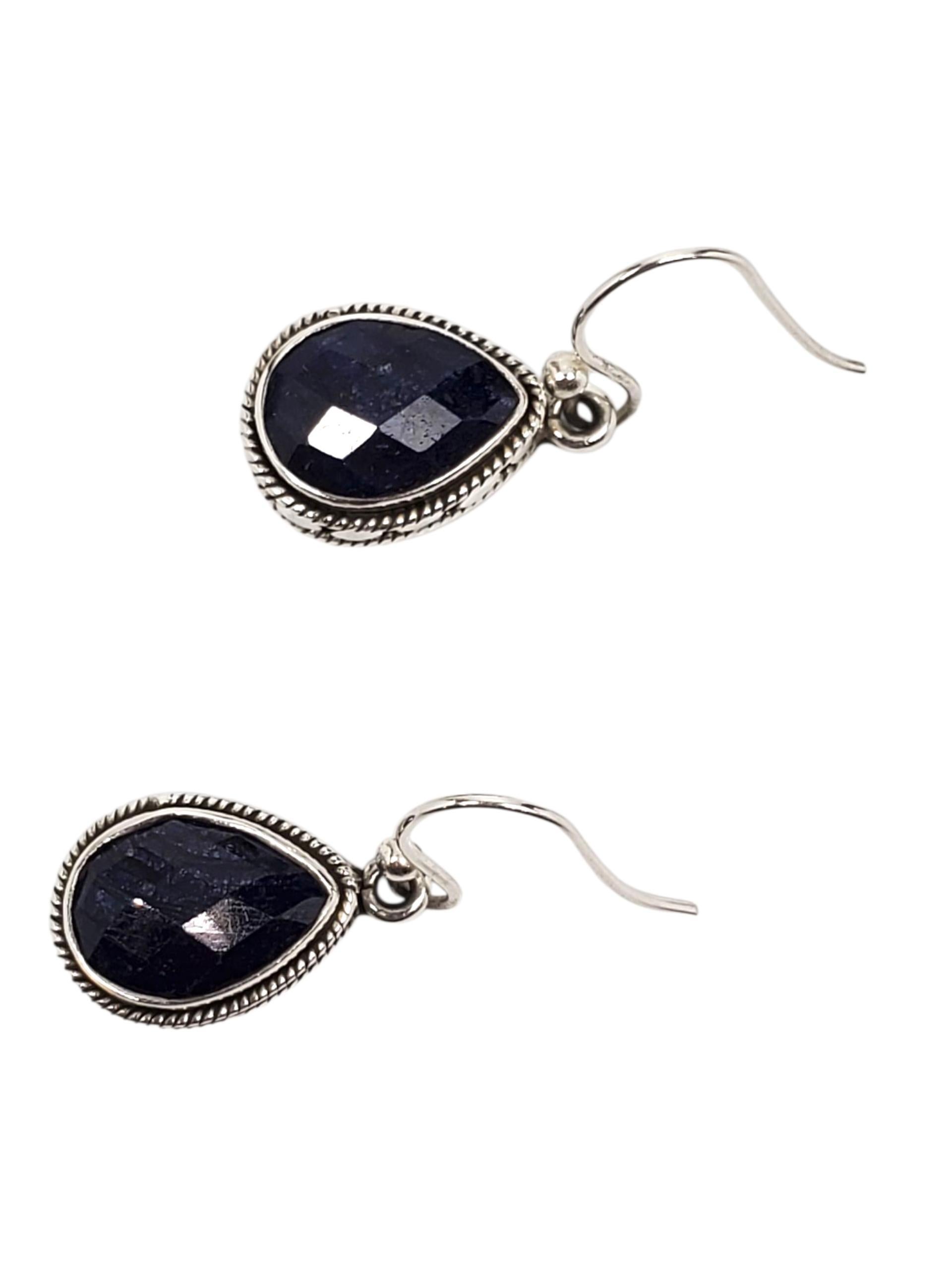 BJC Boucles d'oreilles en argent sterling en forme de poire en quartz bleu #23801 Pour femmes en vente