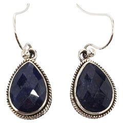 Vintage BJC Sterling Silver Blue Quartz Pear Shaped Earrings #23801