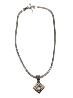 BJC Sterling Silver Two-Tone Pearl Pendant Necklace #23797