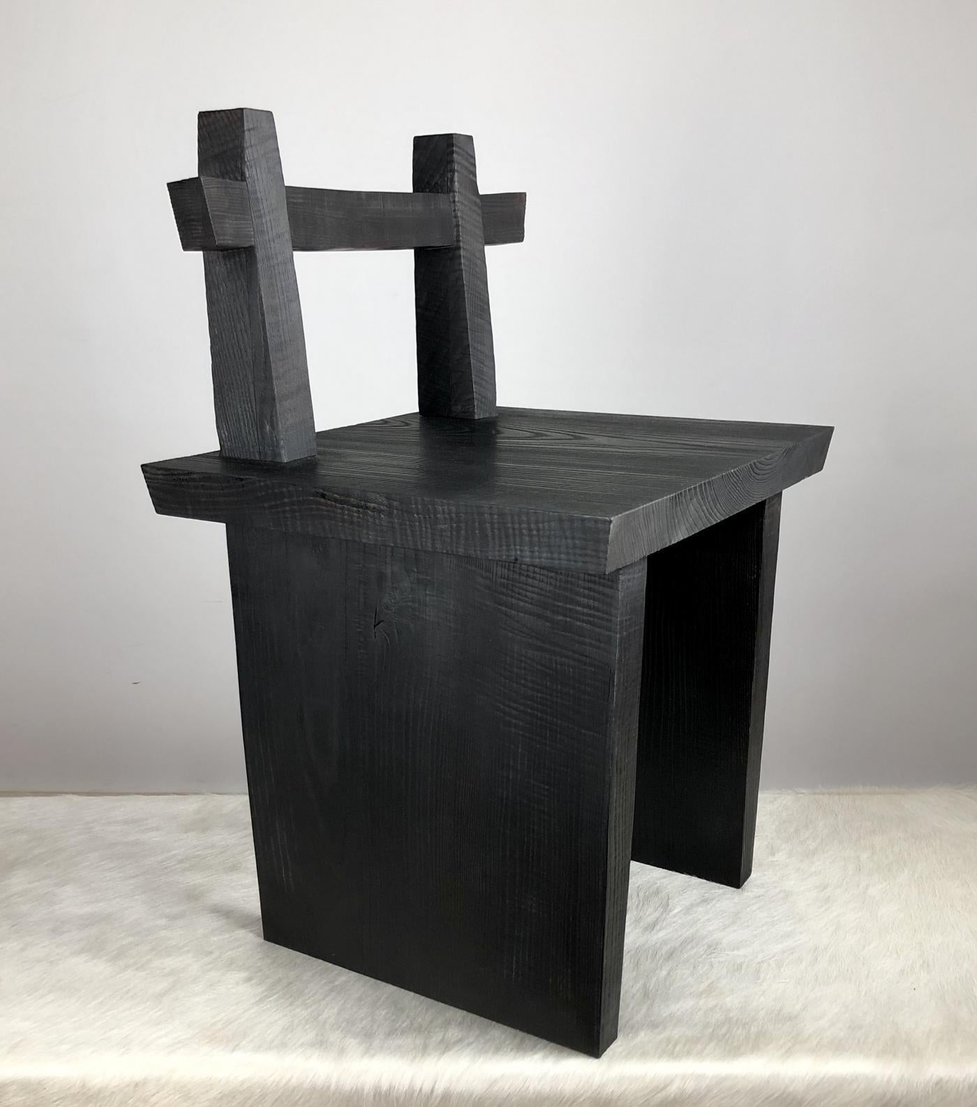 Bjoern Markus Scheffler C-01 chair in charred ash. Designed in 2019, handcrafted in Kingston, New York.