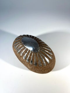 Bjorge Skohg For Gustavsberg, Stone And Applied Silver Art Rock