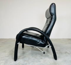 Bjork Lafer Black Leather Recliner Reclining Lounge Chair -Brazil