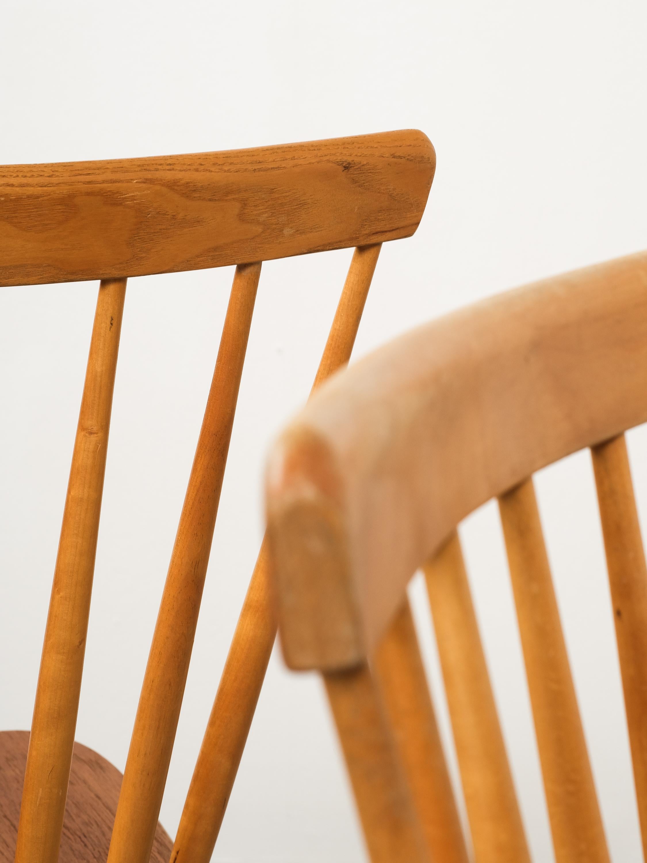 'Björka' Teak & Birch Spindle Dining Chairs by Yngve Ekström, Stolab, Set of 4 5