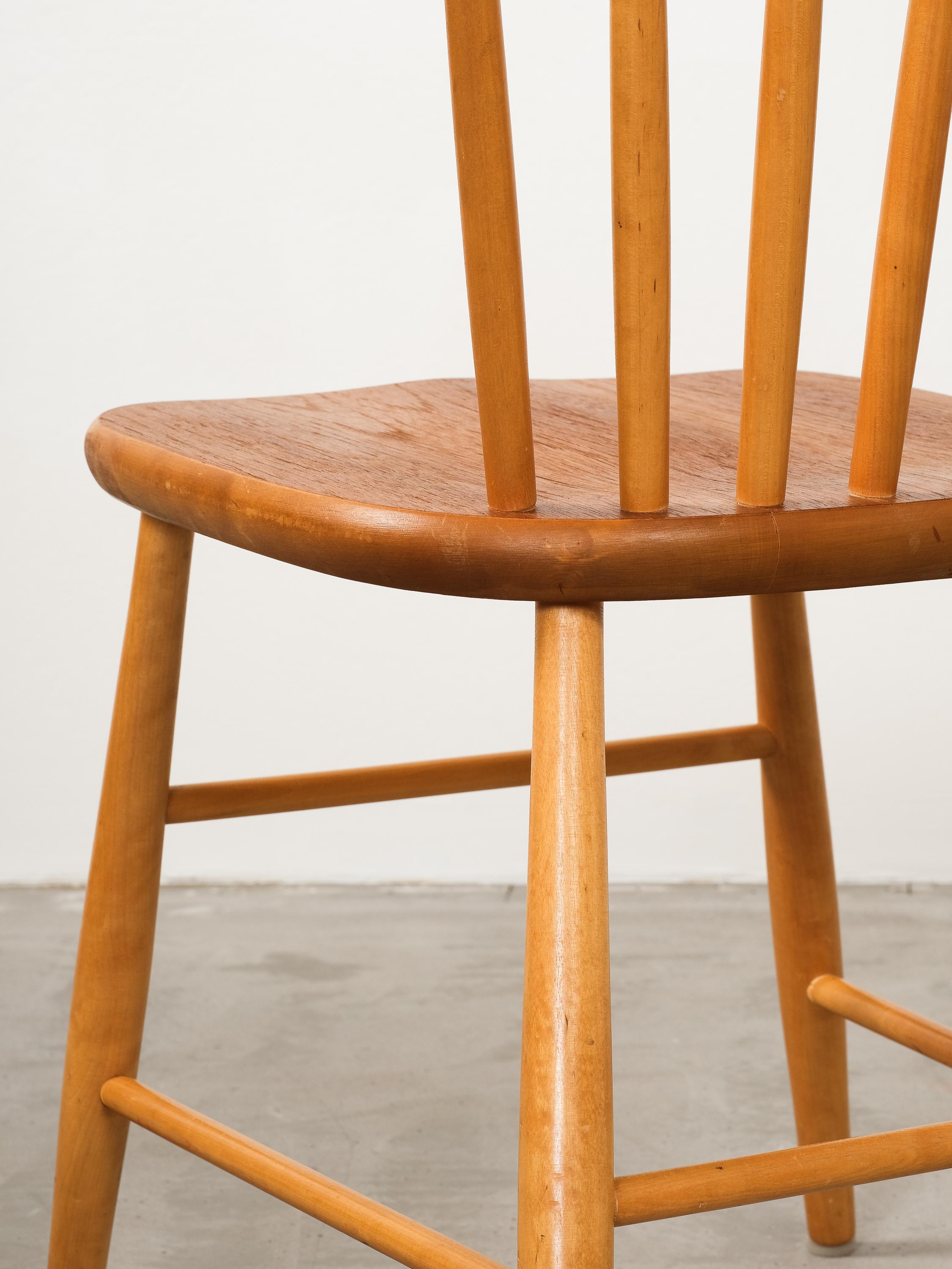 'Björka' Teak & Birch Spindle Dining Chairs by Yngve Ekström, Stolab, Set of 4 6