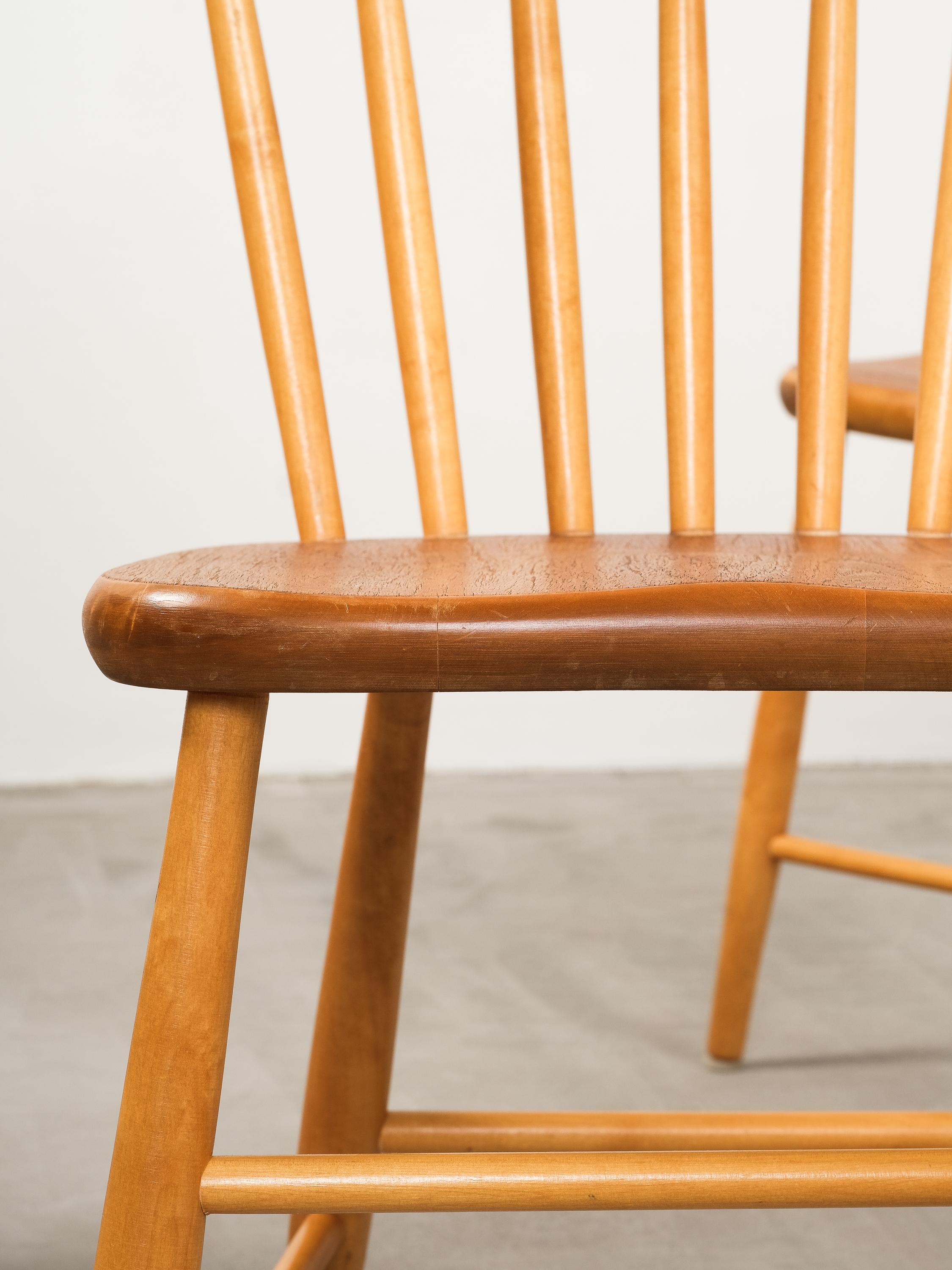 'Björka' Teak & Birch Spindle Dining Chairs by Yngve Ekström, Stolab, Set of 4 7