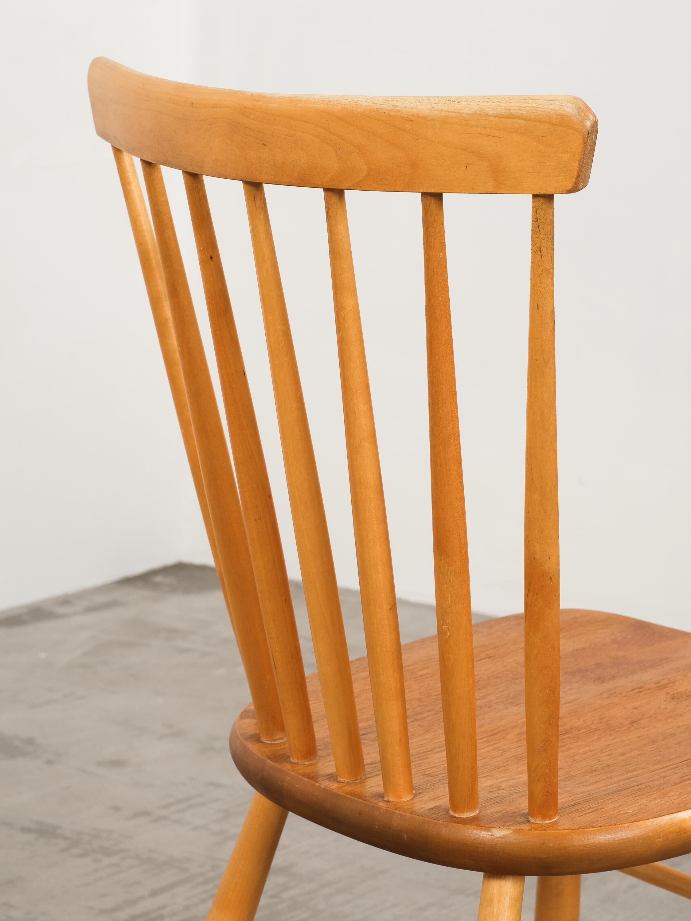 'Björka' Teak & Birch Spindle Dining Chairs by Yngve Ekström, Stolab, Set of 4 In Good Condition In Karis, Nyland