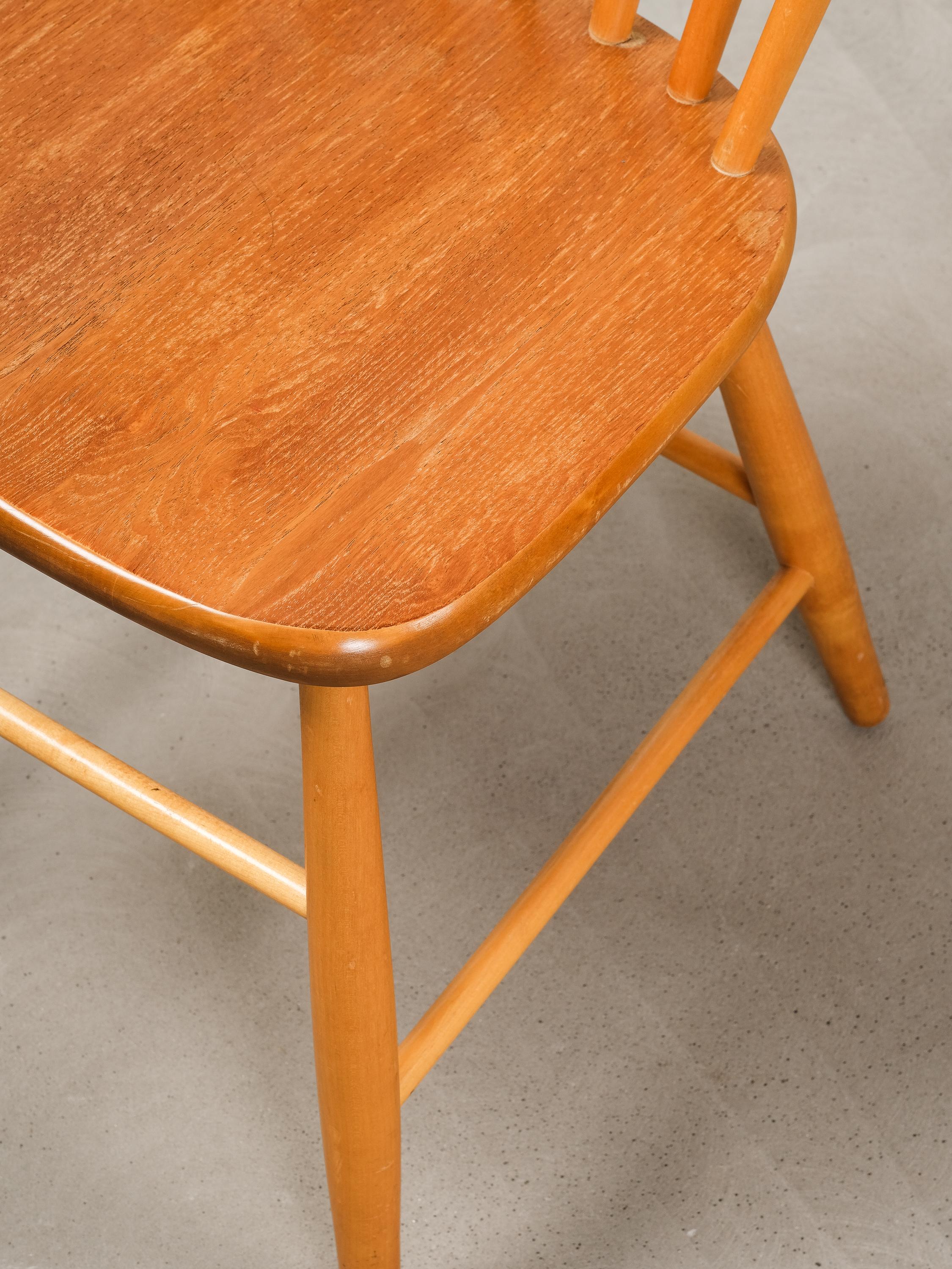 20th Century 'Björka' Teak & Birch Spindle Dining Chairs by Yngve Ekström, Stolab, Set of 4