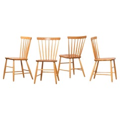 Sedie da pranzo con fusto in teak e betulla 'Björka' di Yngve Ekström, Stolab, set di 4 pezzi