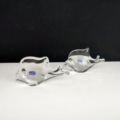 Bjorkshult Swedish Pair of Glass Fish Figurines, Elegance & Craftsmanship - RARE