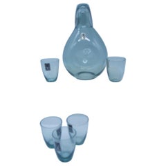 Bjorkshult Wuidart Smoke Grey Glass Decanter and Shot Glasses Mid-Century Modern