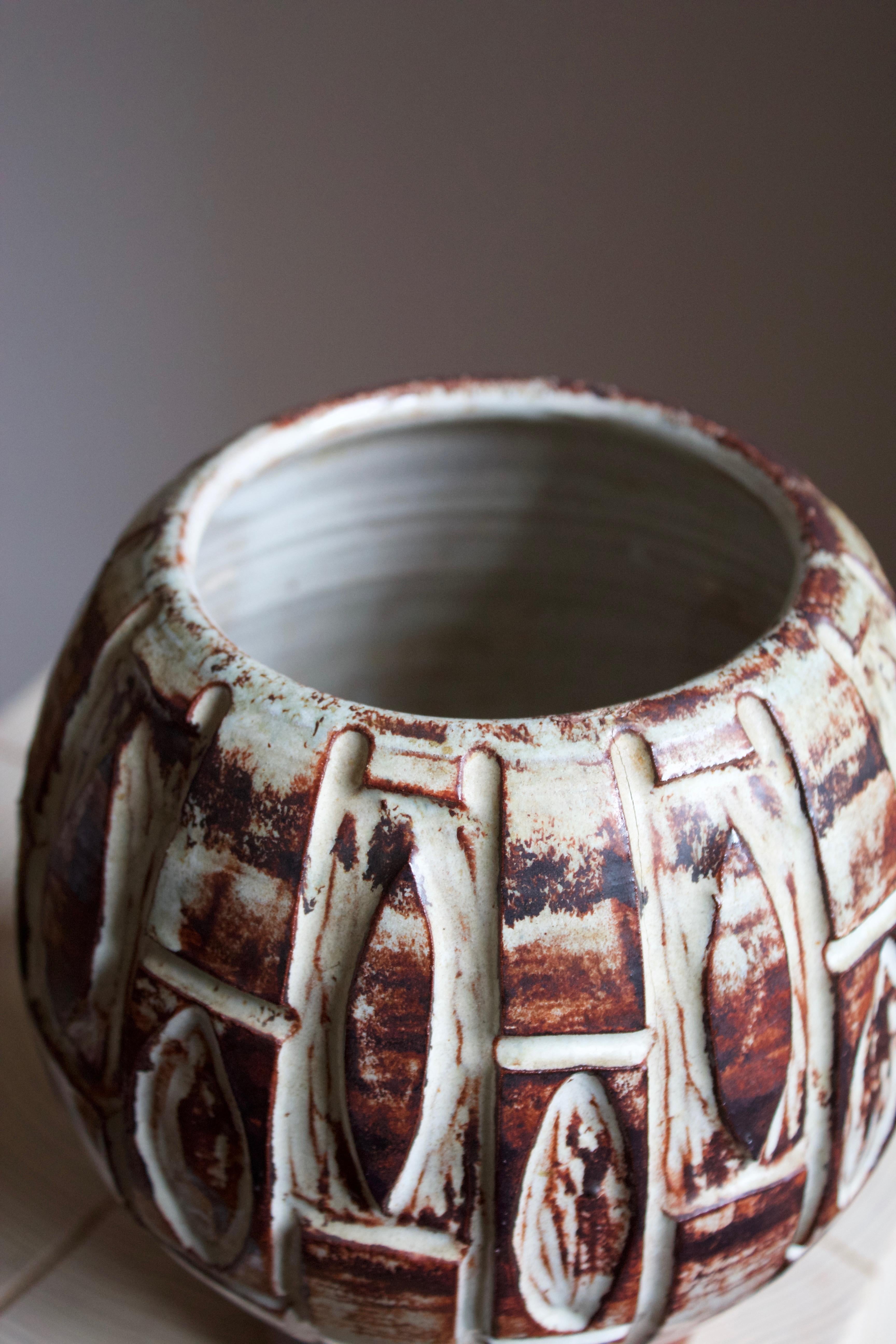 Danish Björn Backhausen, Vase, Glazed Stoneware, Denmark, 1960s