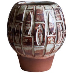 Björn Backhausen, Vase, glasiertes Steingut, Dänemark, 1960er Jahre