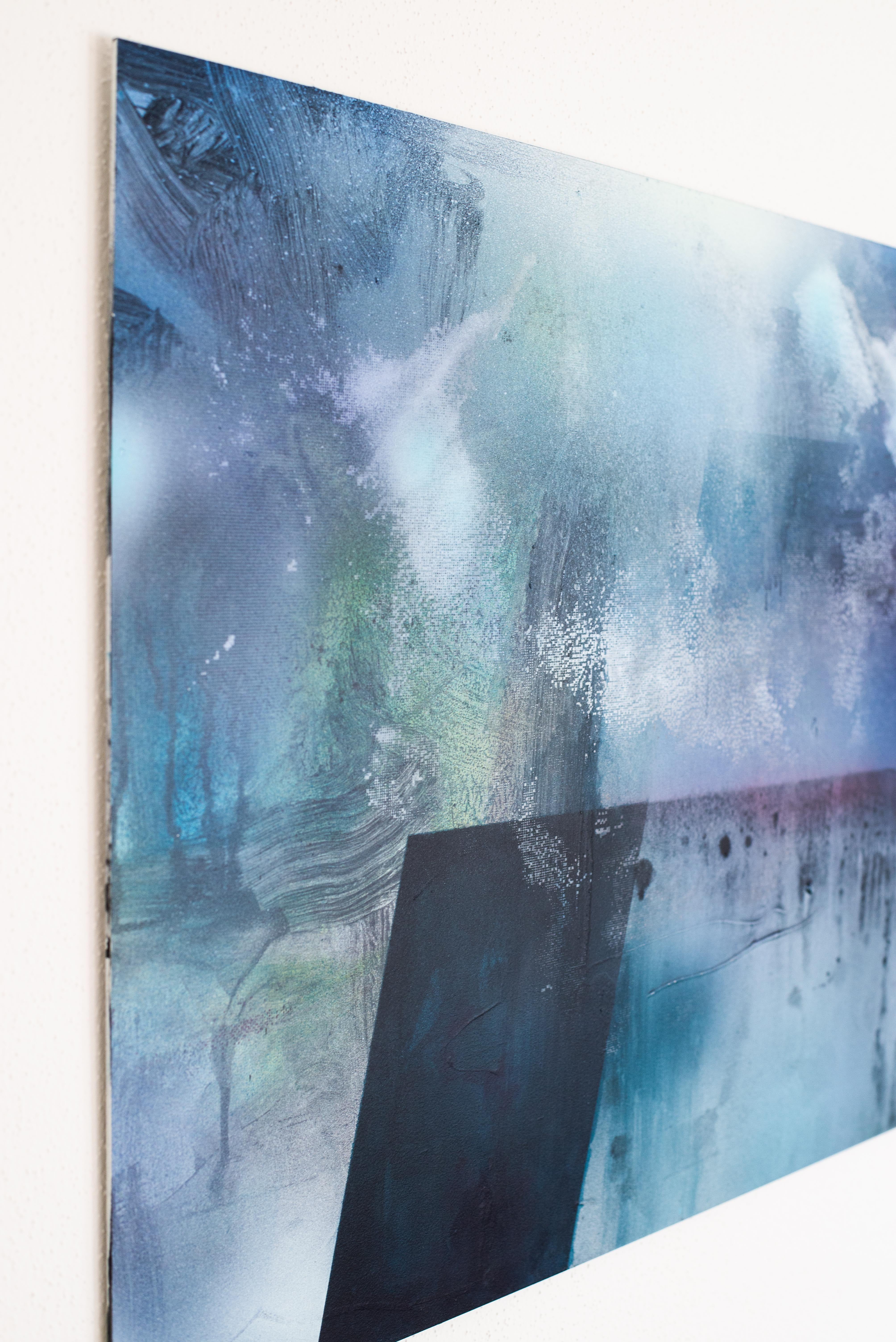 Schimmernde Kante, Gemälde, Acryl auf Metall im Angebot 1