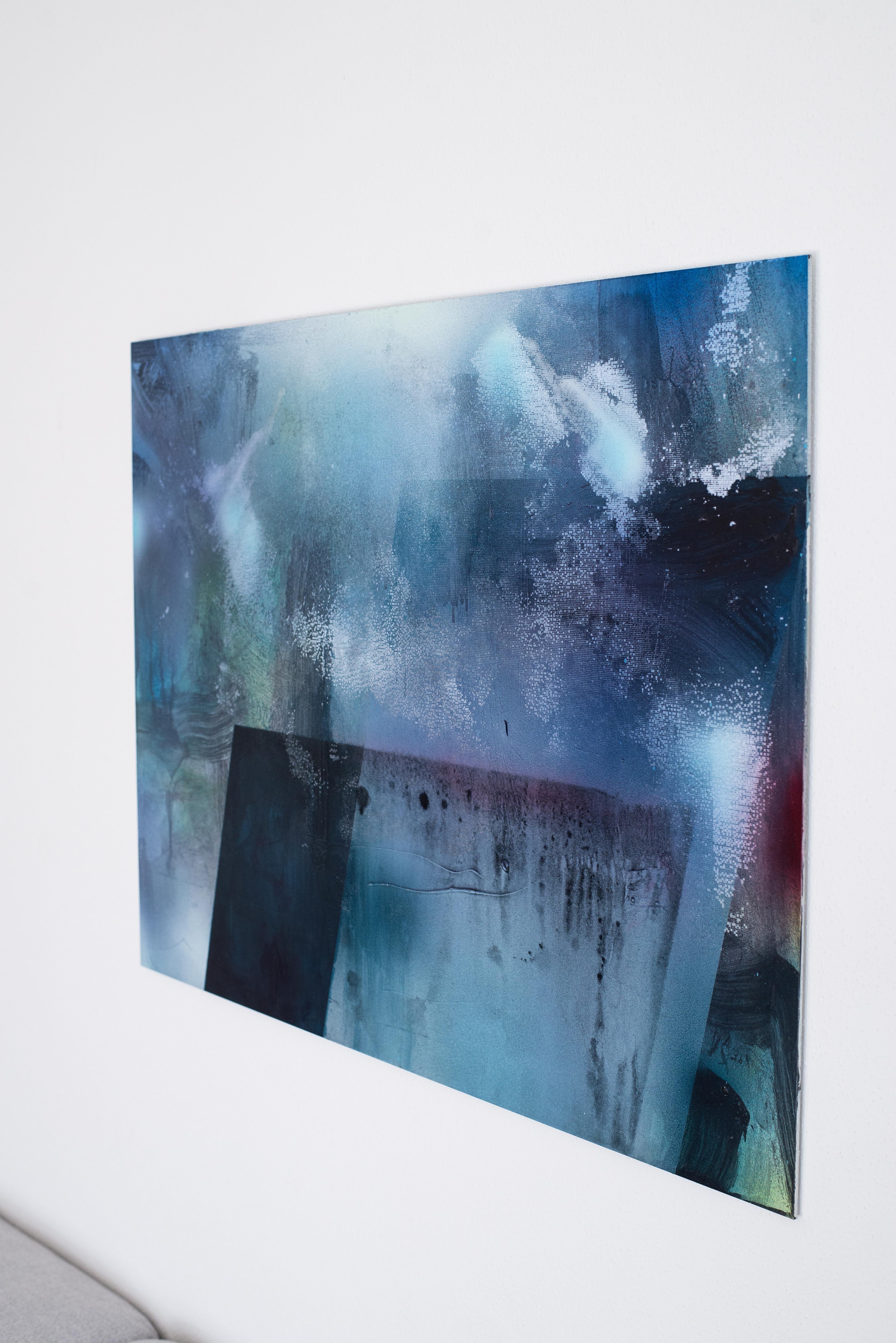 Schimmernde Kante, Gemälde, Acryl auf Metall im Angebot 2