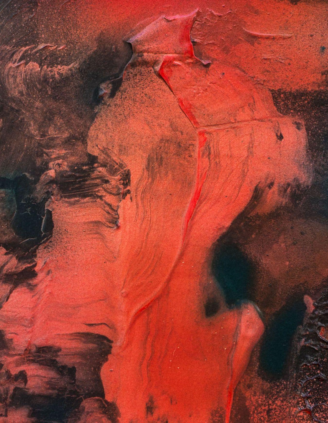 Las sombras azul-verdosas contra el rojo vivo se inspiraron en un extraño efecto observado en una pantalla de televisión digital. Eso creó un mundo muy saturado, que se enfrenta al verde pastel. Esta confrontación se hace eco de la naturaleza del