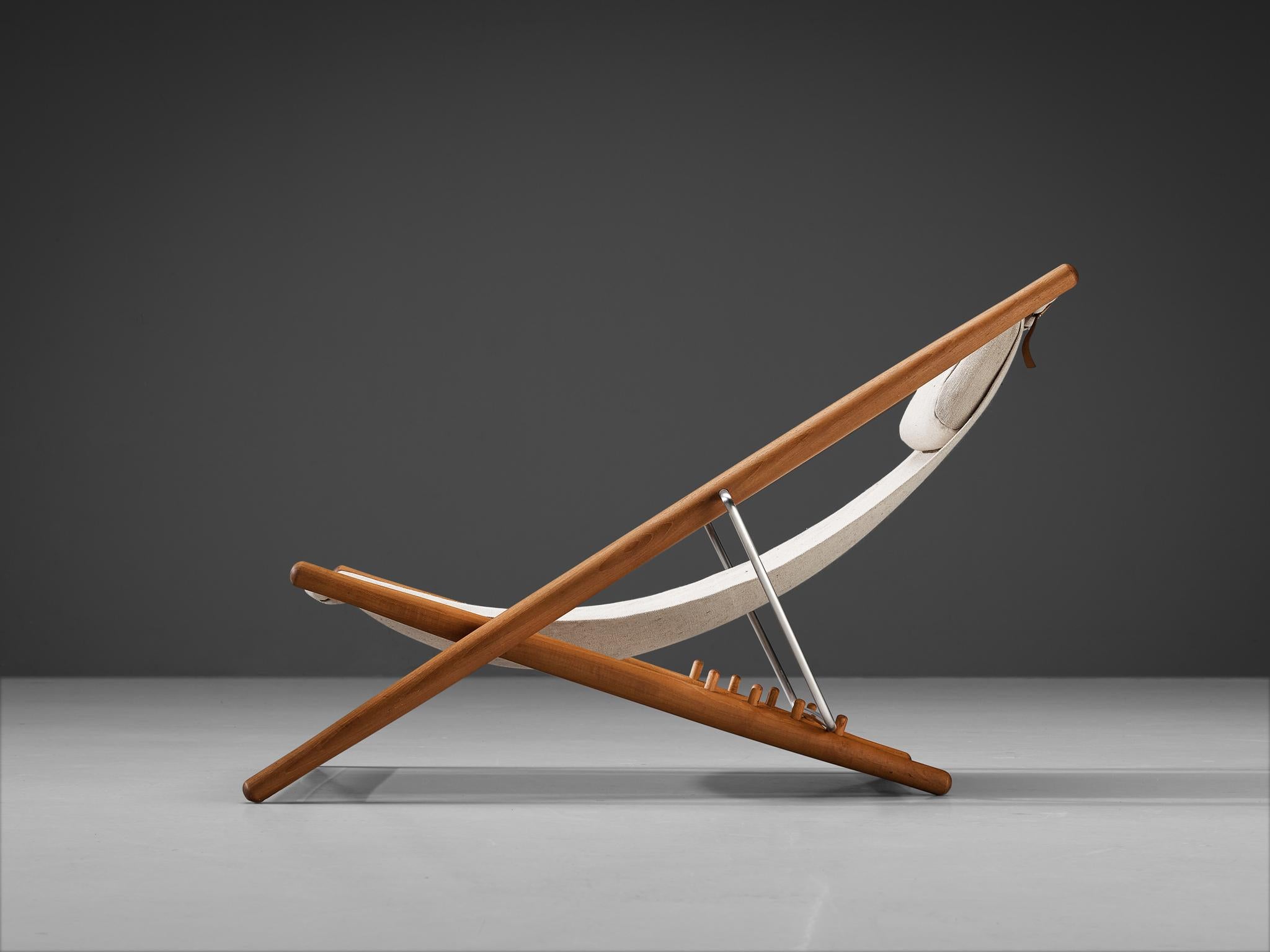 Scandinave moderne Björn Hulten for Berga Form Lounge Chair en teck et toile écrue